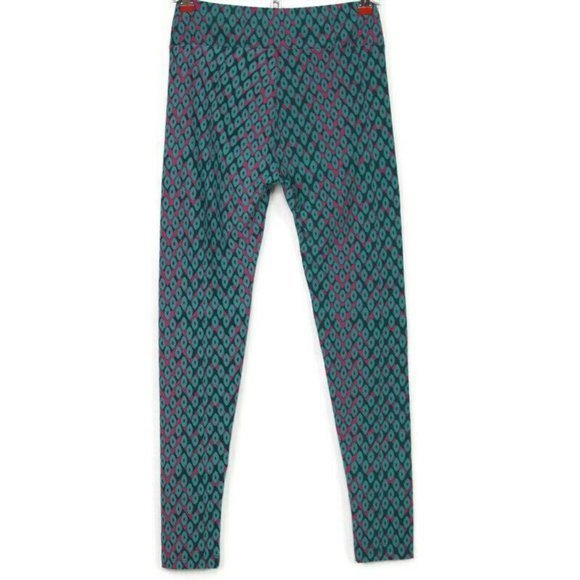 LuLaRoe Leggings Teal Green Pink‎ One Size OS - Picture 2 of 12